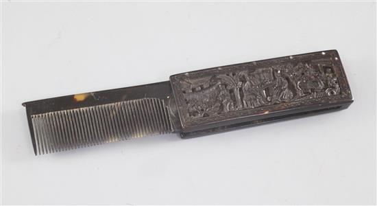 A Chinese export tortoiseshell fold out comb, 19th century, 9cm when folded